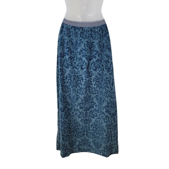 Vtg Bill Atkinson 60s Velvet Skirt Sz XS Small 25" Waist Blue Jaquard Long Maxi - Picture 6 of 8